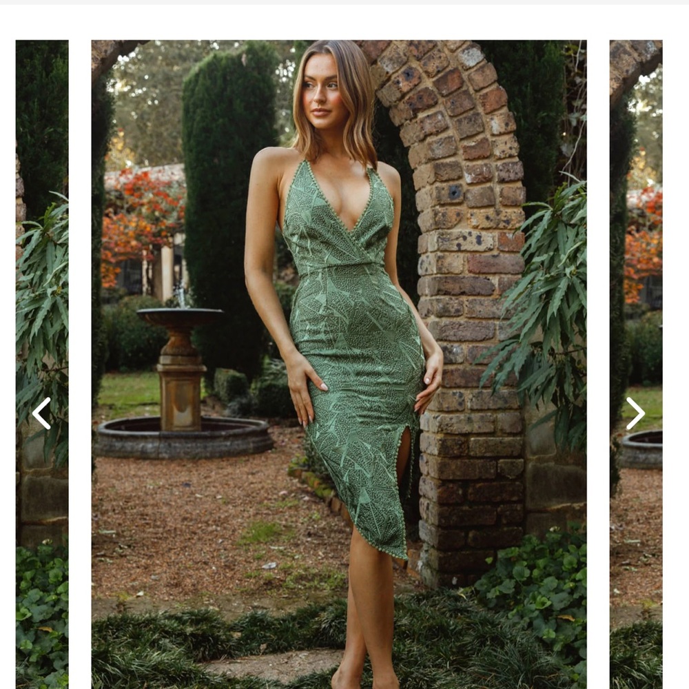 Green embroidered dress